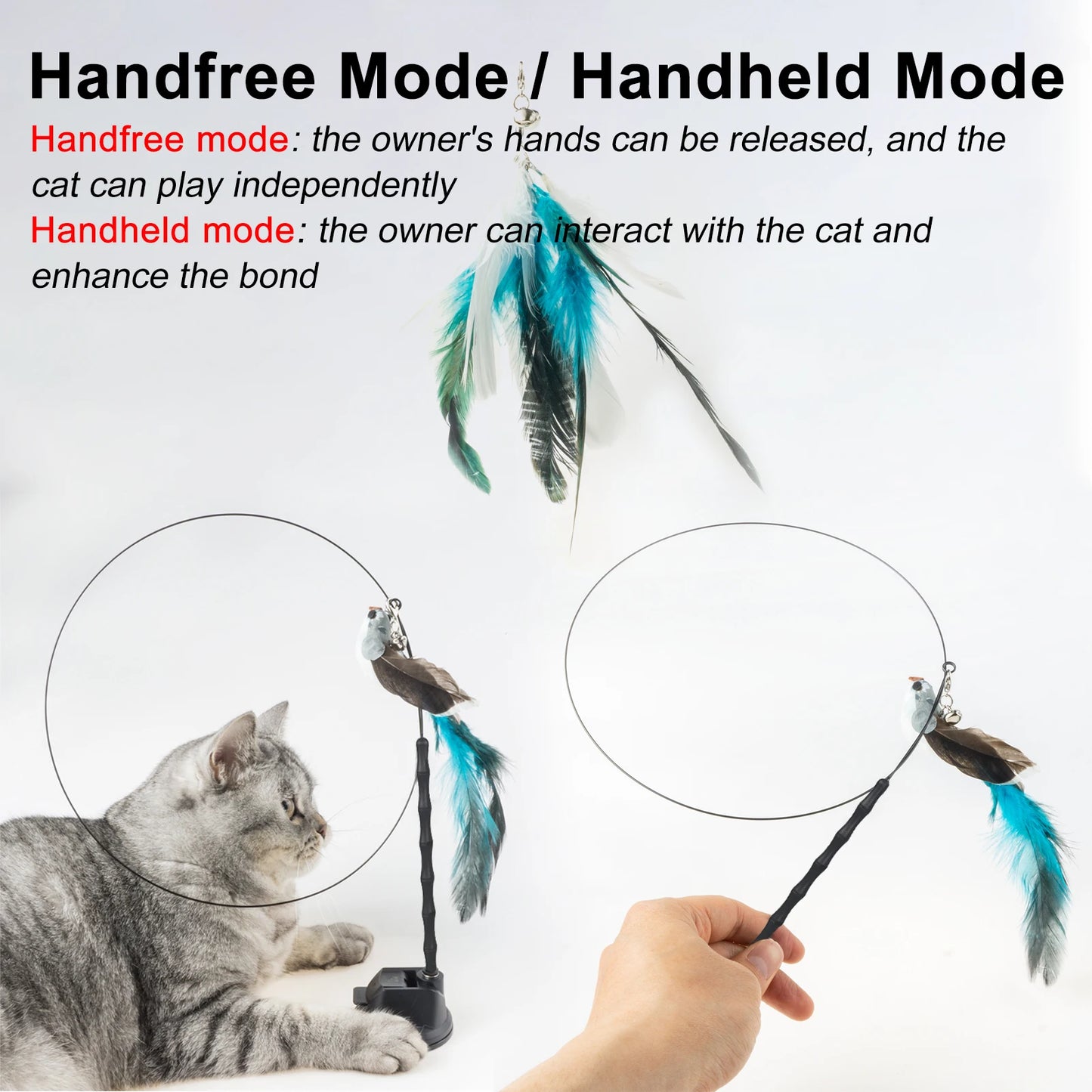 Hand free cat toy for exercise easy access and make