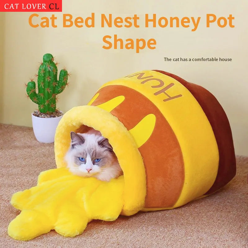 Cat bed nest in honey pot shape for a perfect and cozy nights sleep